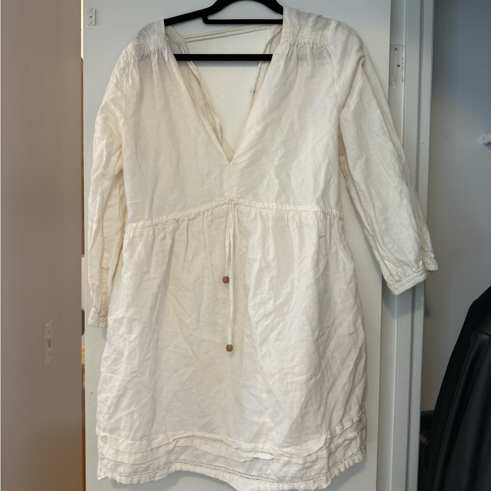 Cream V-Neck Dress
